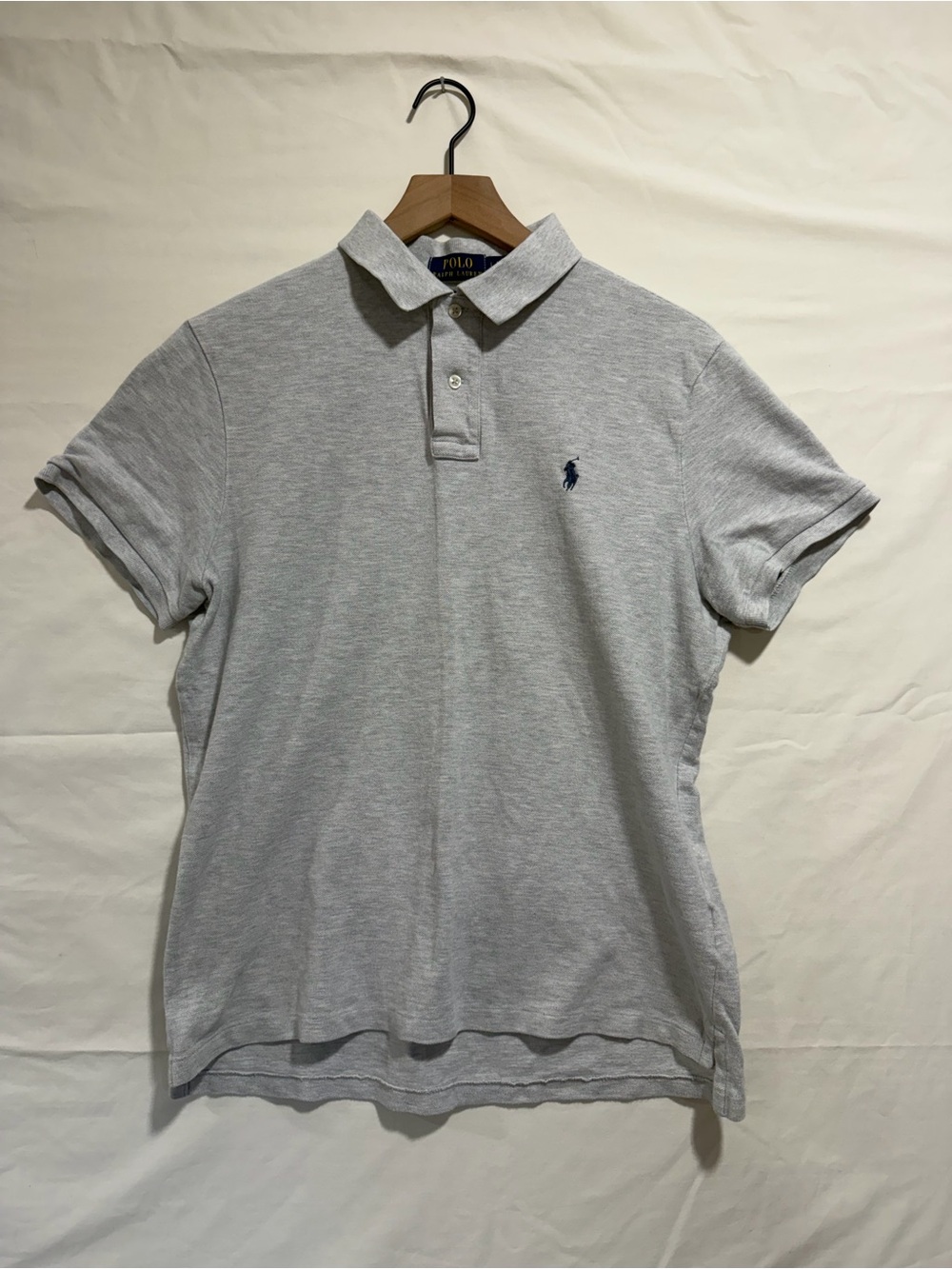 Polo Ralph Lauren Men’s Large Custom Slim Fit Gray Polo Shirt Navy Pony
